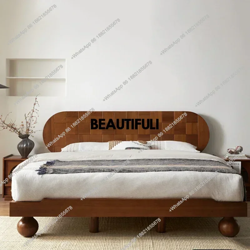 D80 Pretty Wood Double Bed Simple Storage Floor Low Safe Queen King Beds Bases Bedroom Loft Modern Cama Matrimonial Furniture Ho