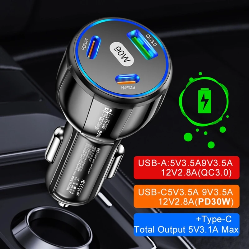 Car Charger USB Type C Fast Charging Power Adapter Quick Charge 3.0 For Iphone 14 13 12 Xiaomi 13 Samsung