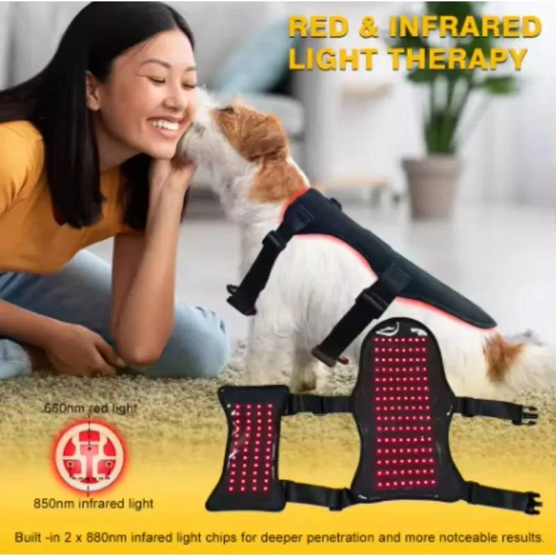 Infrared Red Light Heating Wrap for Dogs Adjustable Back & Abdomen Muscle Soothing Belt Pet Warming Relaxation Care Band