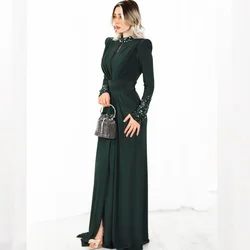 Customized Jersey Sequined Ruched Birthday A-line High Collar Bespoke Occasion Gown Long Dresses