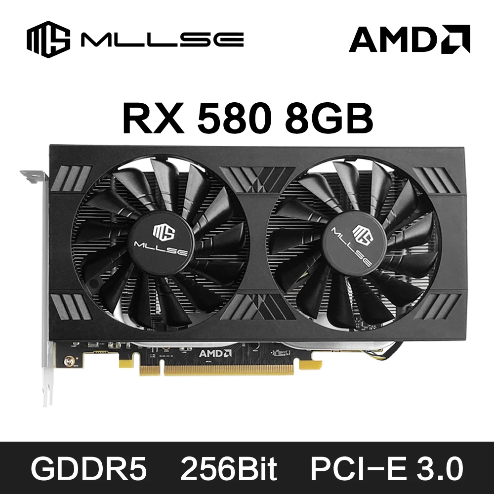 MLLSE AMD RX 580 8GB 2048SP Graphics Card Video Card GDDR5 256Bit PCI-E 3.0 ×16 8Pin Radeon GPU Rx 580 Gaming Placa De Video