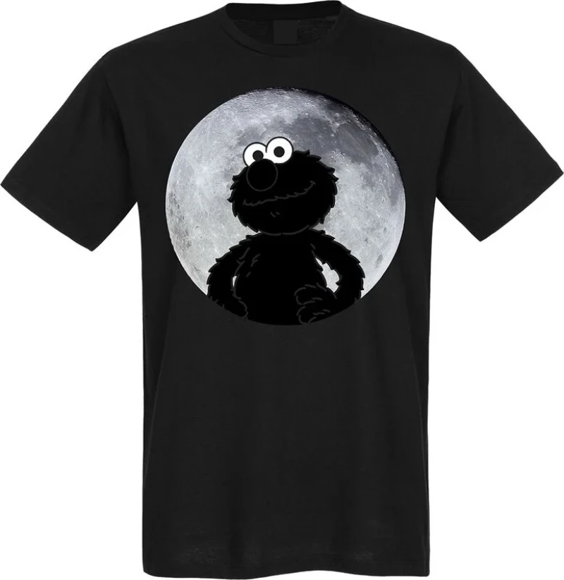 Elmo Mondlicht |   T-Shirt |   Nero |   Sesame Street Herren-T-Shirt, Sesame Street Elmo Face T-Shirt S-4XL, Royal Cotton Spring Summer