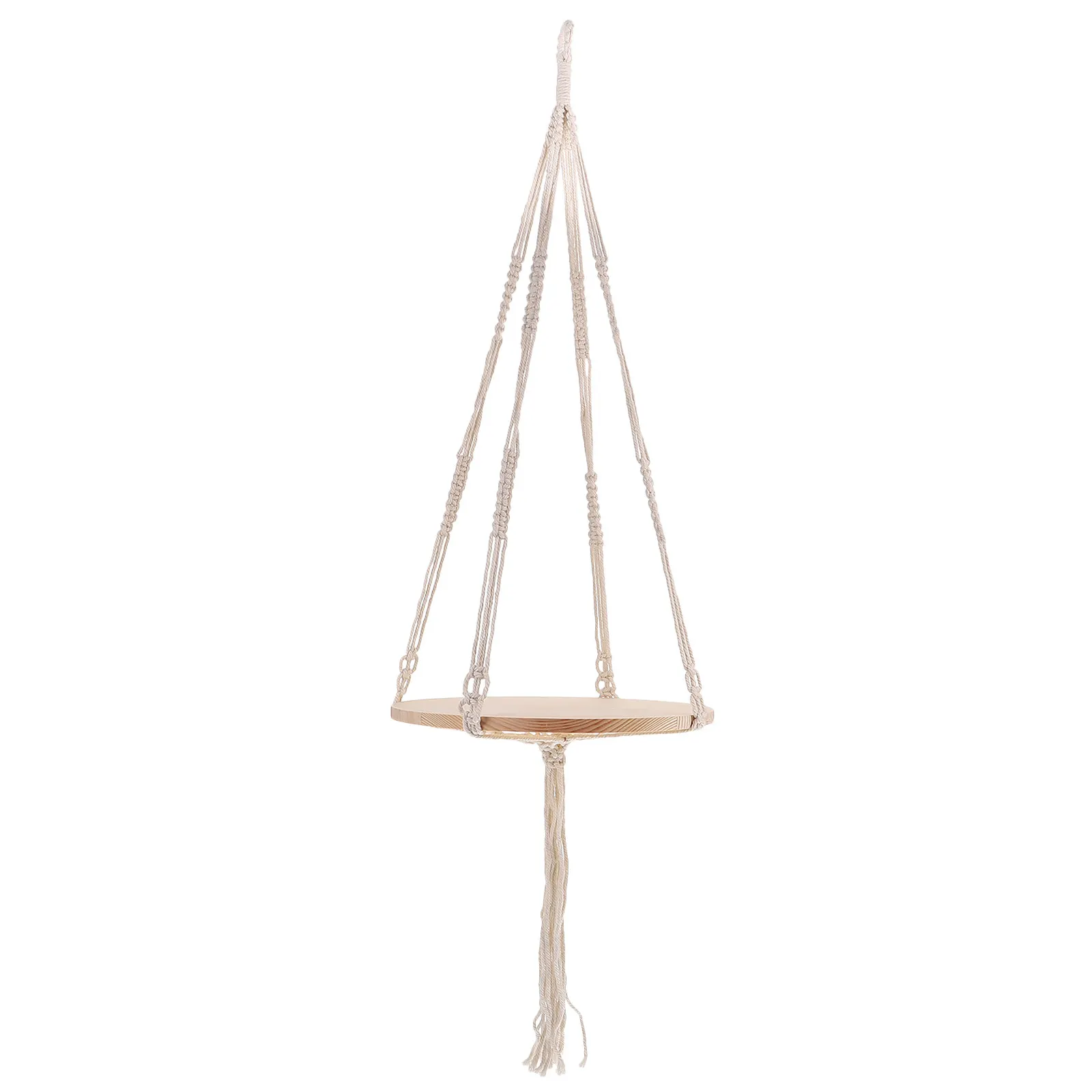 Handwoven Hanging Basket Plant Pot Hanger Macrame Shelf Weather Resistant Balcony Decor Macrame Shelf Plant Pot Hanger