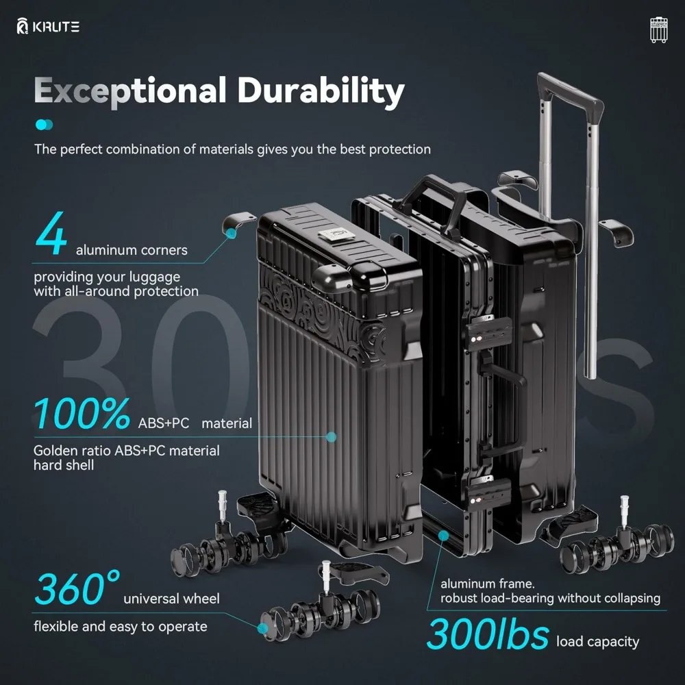 أمتعة دوارة مقاس 28 بوصة - حقيبة PC+ABS ذات جوانب صلبة، تصميم بدون سحاب للسفر، أمتعة مفحصة مع هيكل متين