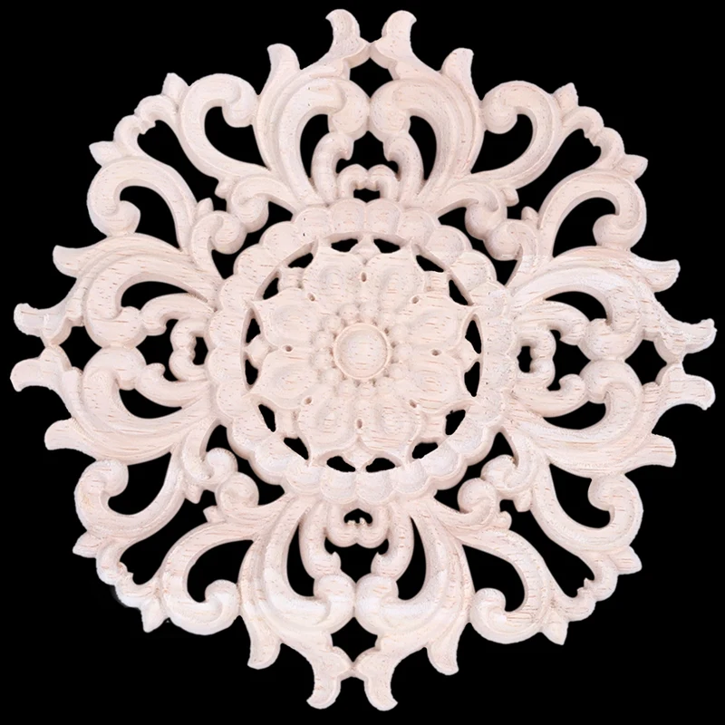 Lotes de madeira esculpida longa onlay apliques sem pintura flor paredes armários porta decoração tipo: 15cm tipo a