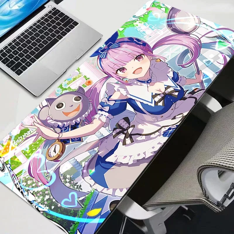 Настольный коврик Hololive Minato Aqua Gamer Коврики для мыши ПК Коврик для мыши Офисные настольные коврики Большой коврик для мыши Нескользящие коврики для мыши для компьютера XXL