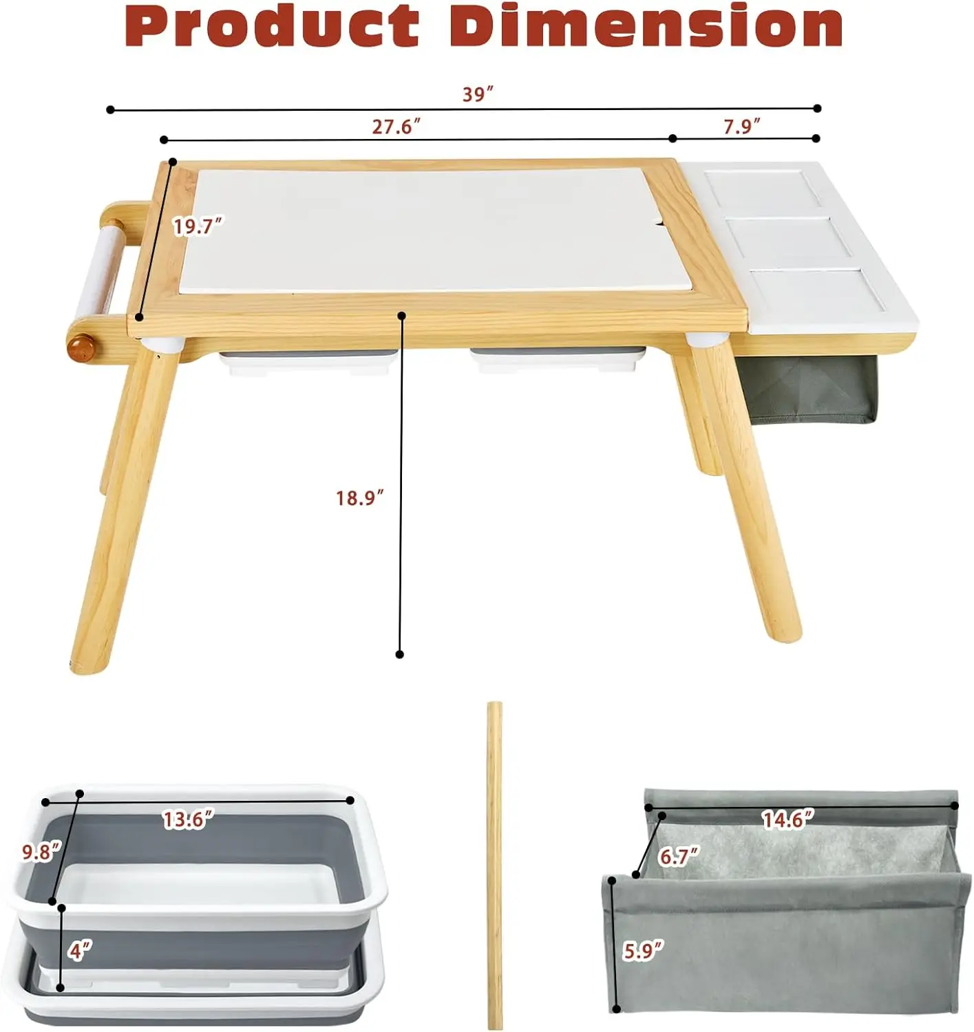 Table for Toddlers, Kids Table with 3 Toys Storage Space and Paper Rack for Play and Study, Toddler Lego Table