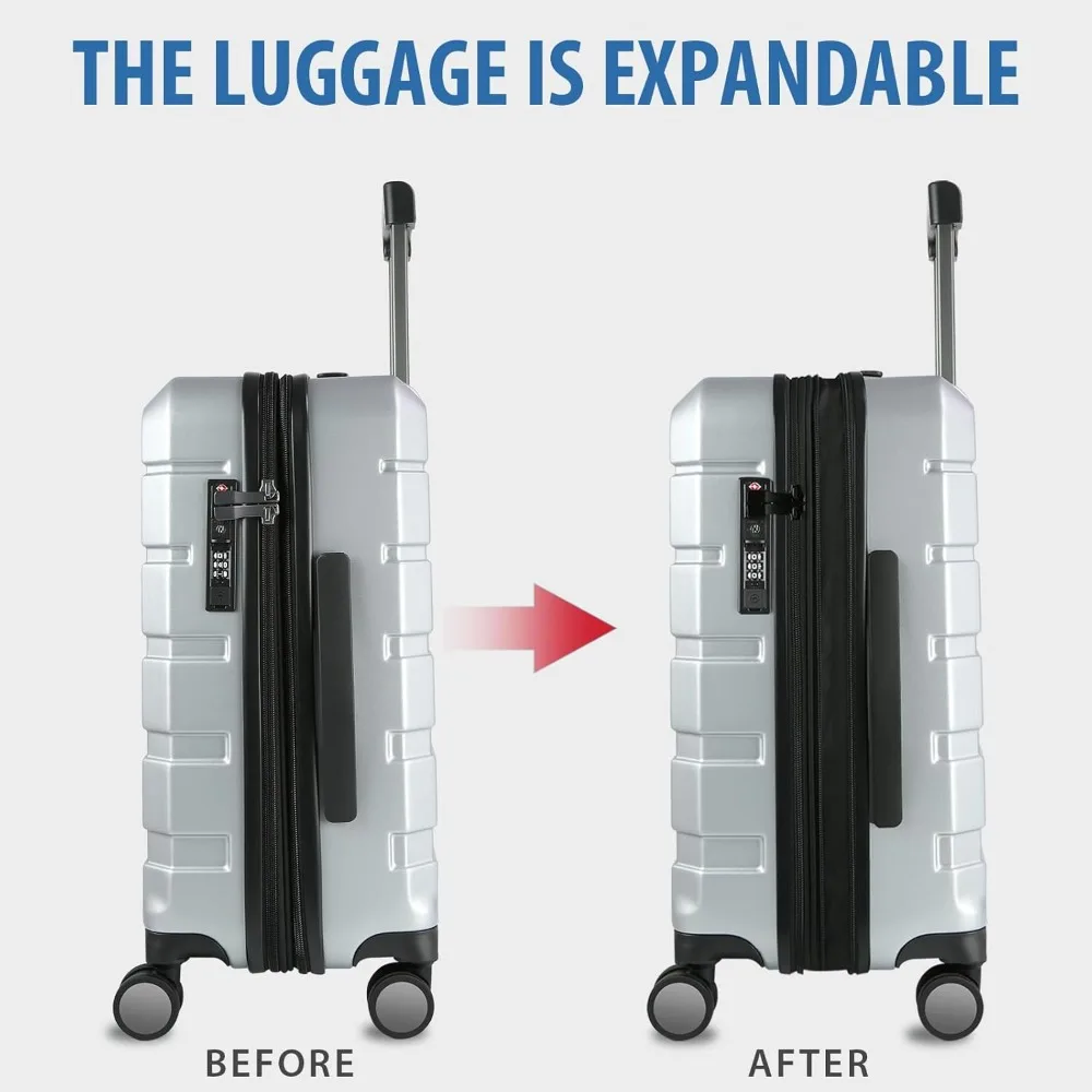 Expandable Hardside Spinner Luggage with TSA Lock, Durable Rolling Suitcase for Travel with USB Port and Long-Lasting Design