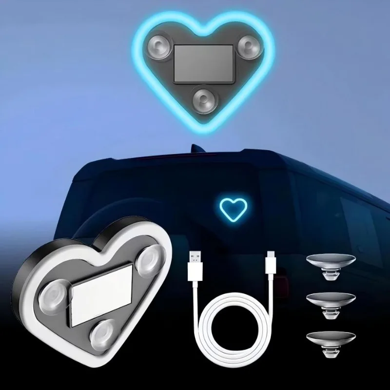 Car solar triangular window heart-shaped luminous heart-shaped ambient light interior wiring-free LED ambient light