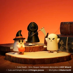 BambuLab Wind-Up Walking Mechanisms Maker World Creator Project MD001 3D 인쇄된 Wind-Up Walking Ghosts WitchyBoo