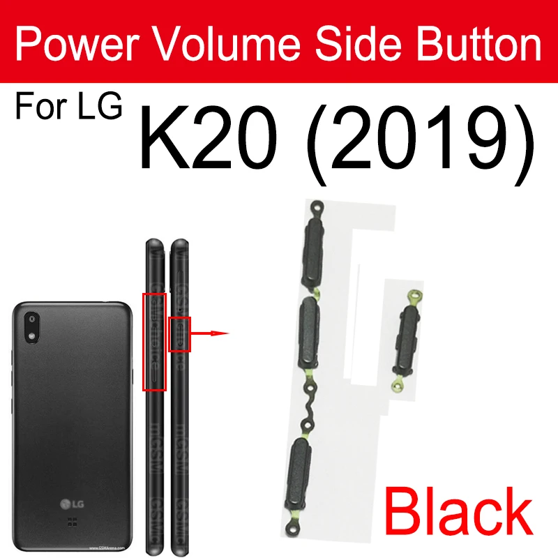 Botones de volumen de encendido y apagado para LG K20 K22 K40 K41S K50 K51 tecla lateral de alimentación de volumen piezas de repuesto de botones