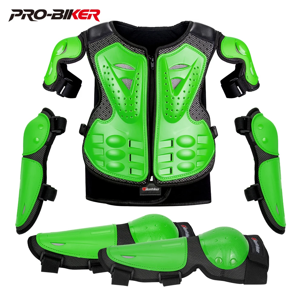

Youth Children Full Body Protector Moto Full Armor Children Armor Kneepads Gear Chest Spine Protection For Height 0.85-1.7M