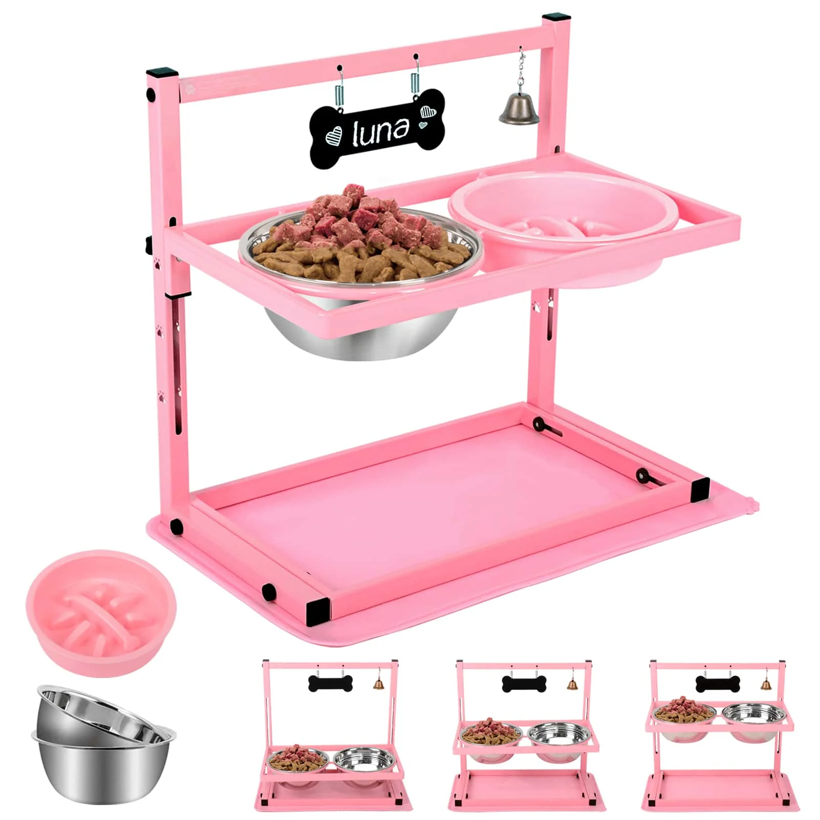

Dog Mom Love Bowl Stand With Two 1700ml Stainless Steel Food Bowls, A Slow Dog Lover And Dog Mom
