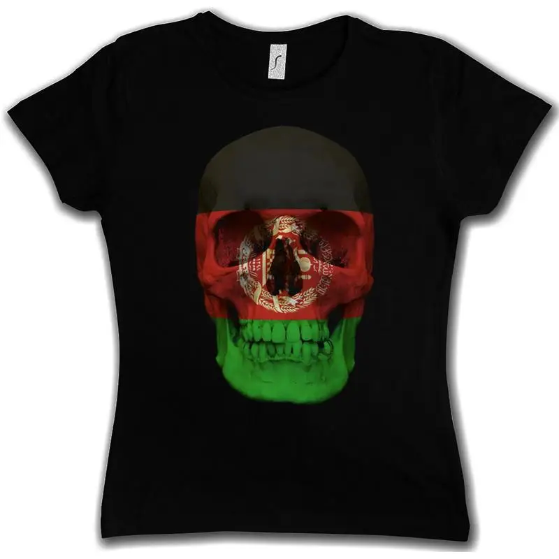 Camiseta clásica con bandera de calavera de AFGHANISTÁN para mujer y niña, cartel de motorista Mc, afgano