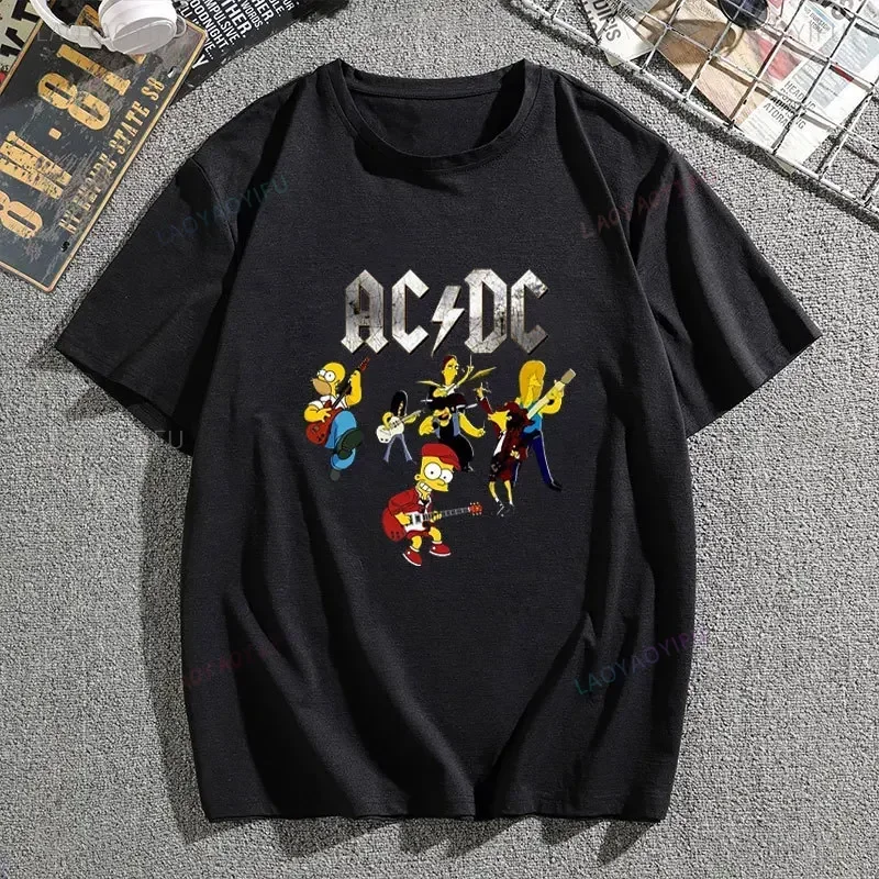 AC--DC Band 51 anni Rare Vintage Black Graphic t-shirt in cotone chi sta per Rock testo Casual da donna manica corta Unisex Top