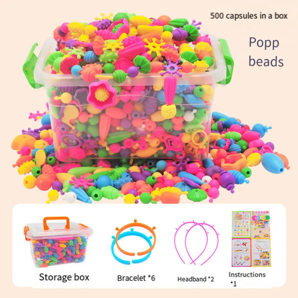 Educational Pop Beads Handicrafts Colorful Pop Beads Set Kids Plastic Assorted Shapes Colorful Plastic Pop Beads Birthday Gifts