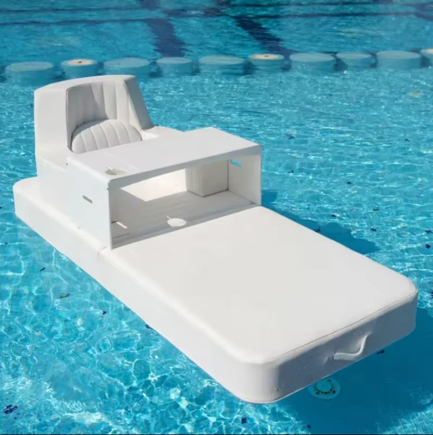 Floating Pool Sunbed Leather + EVA Daybed Luxury Pool Float Water Recreation