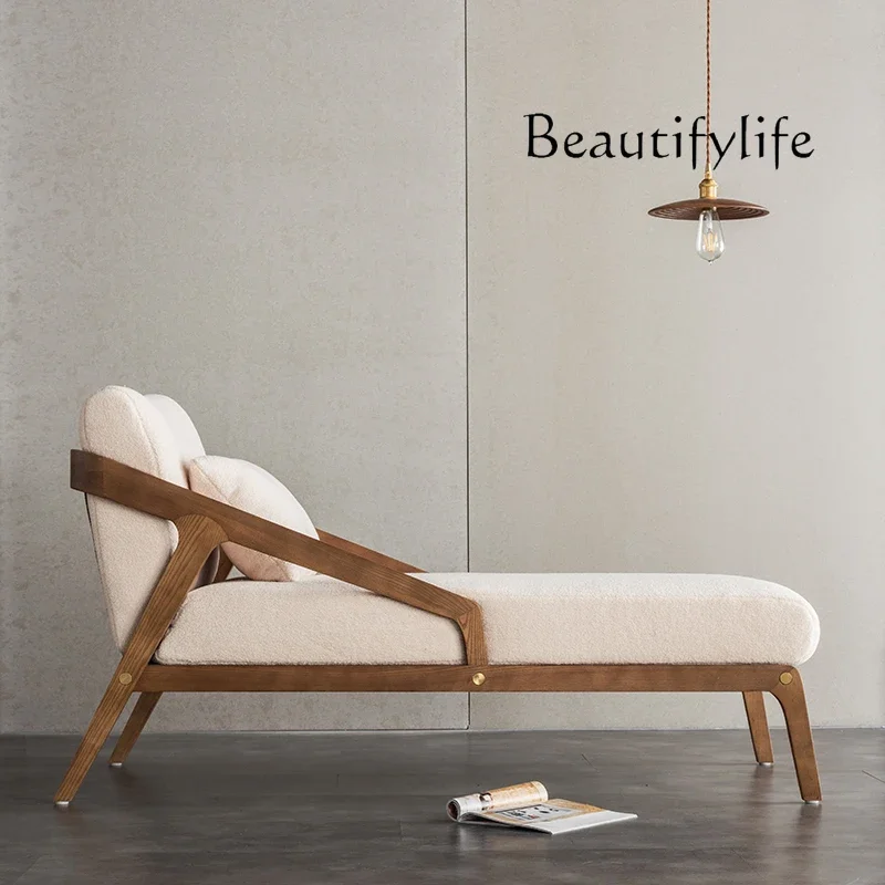 

Nordic simple recliner, bedroom solid wood backrest study viewing sofa designer fashion home