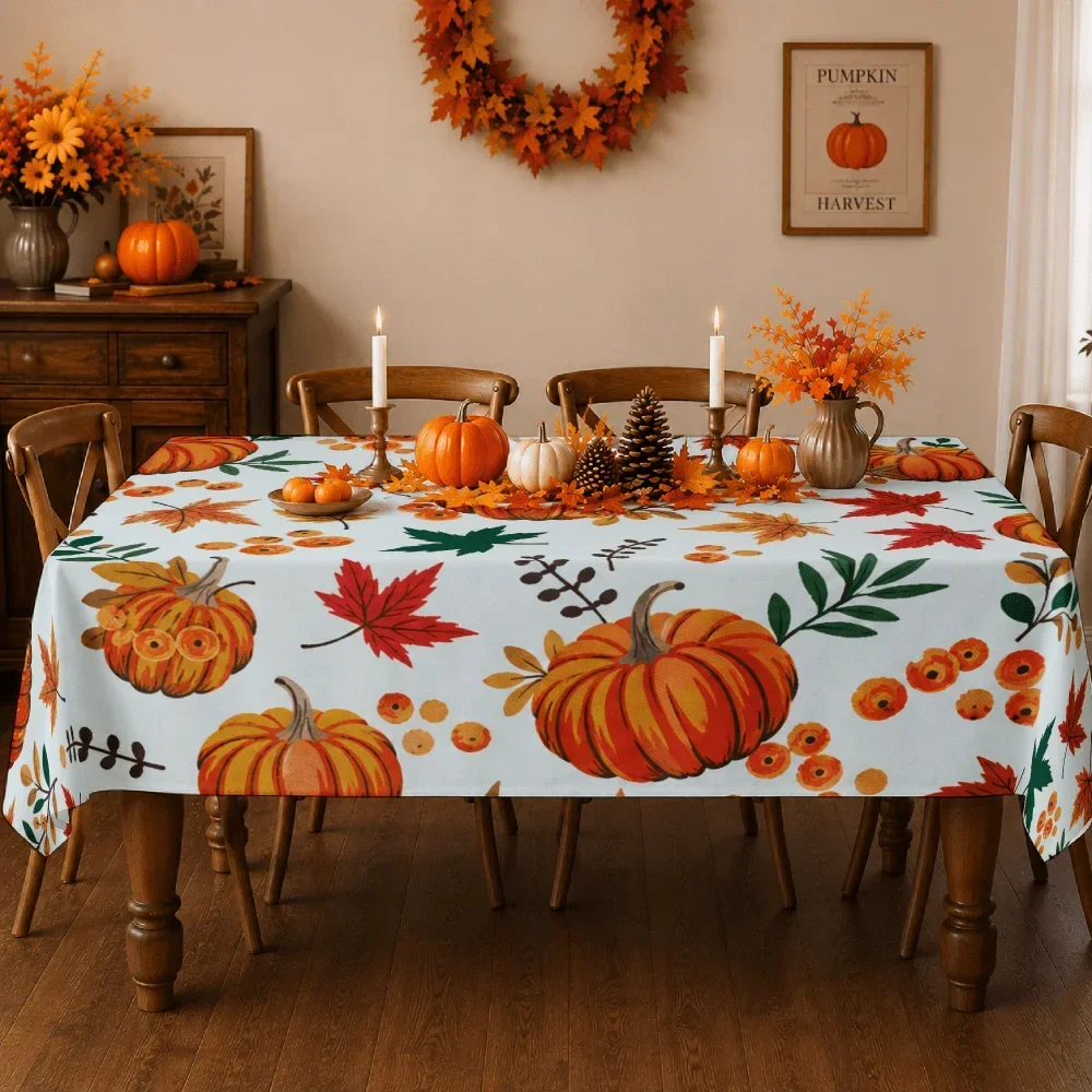 Party tablecloth, 1-piece set. Autumn harvest table cover. Suitable for Thanksgiving and Halloween.zyc