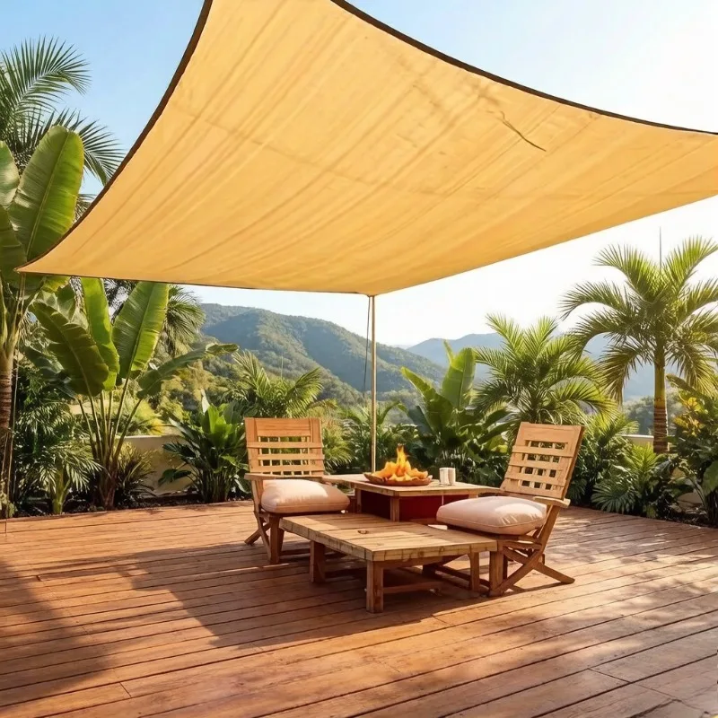 Thick Heavy-Duty PE Sun Shade Net, Beige UV Block Sunshade Sail for Outdoor Patio, Garden & Yard Protection