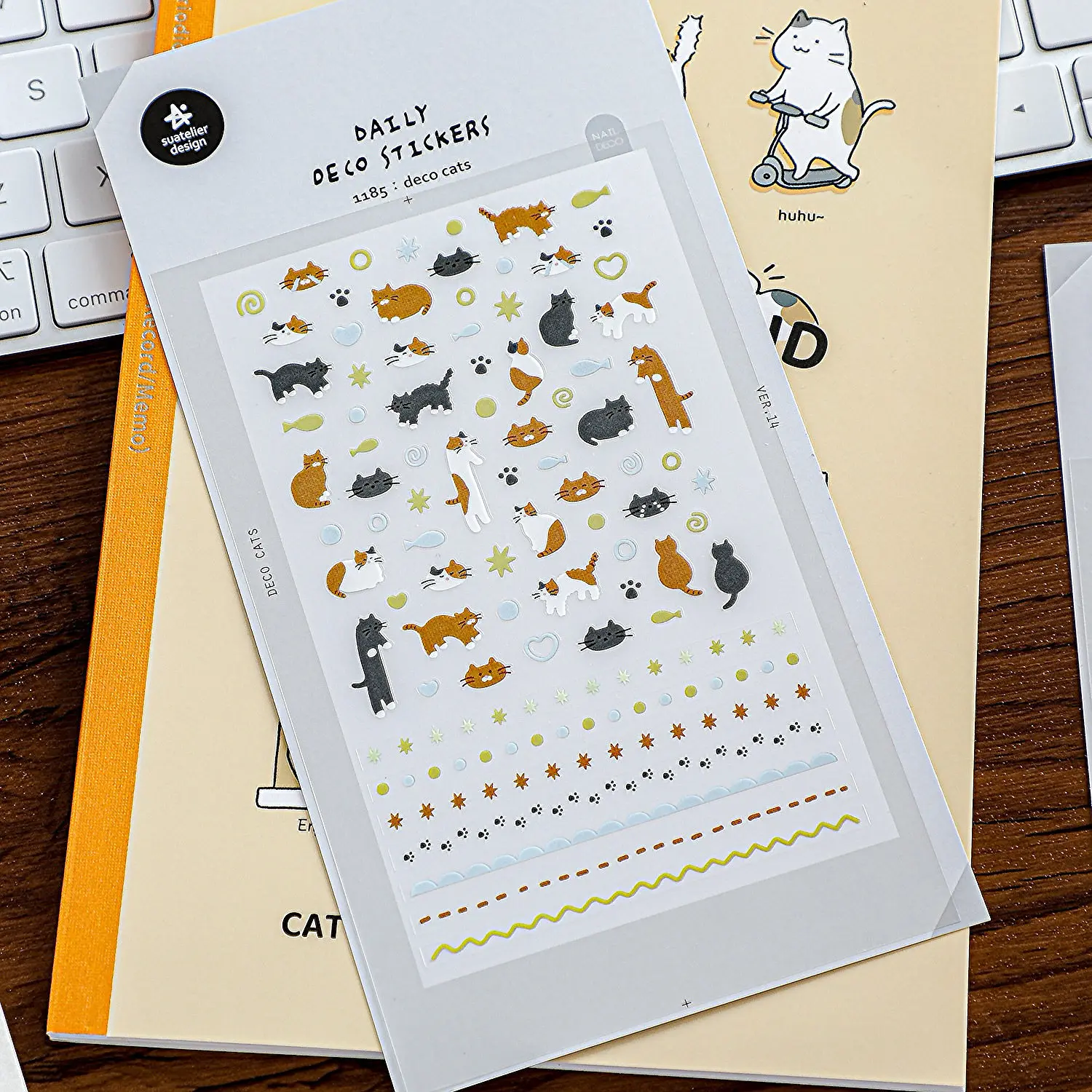 Korean Import Suatelier Mini Deco Cats PVC Sticker Scrapbook Decoration Stationery DIY Stickers School Office Supply 1185