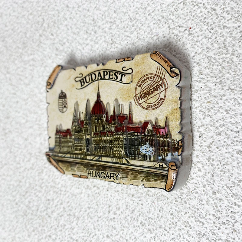 الهدايا السياحية المجرية مجموعة عناصر الديكور المنزلي أدوات بناء برلمان بودابست ثلاثية الأبعاد مغناطيس الثلاجة المغناطيسي