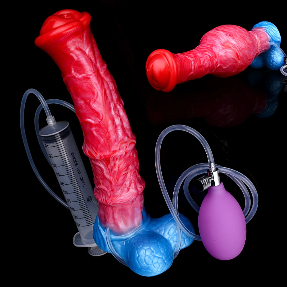NNSX 10 inch Long Horse Cock Inflatable-Squirting Anal Dildos Knotting Dildo Vaginal Masturbator Anal Sex Toy for Women Men