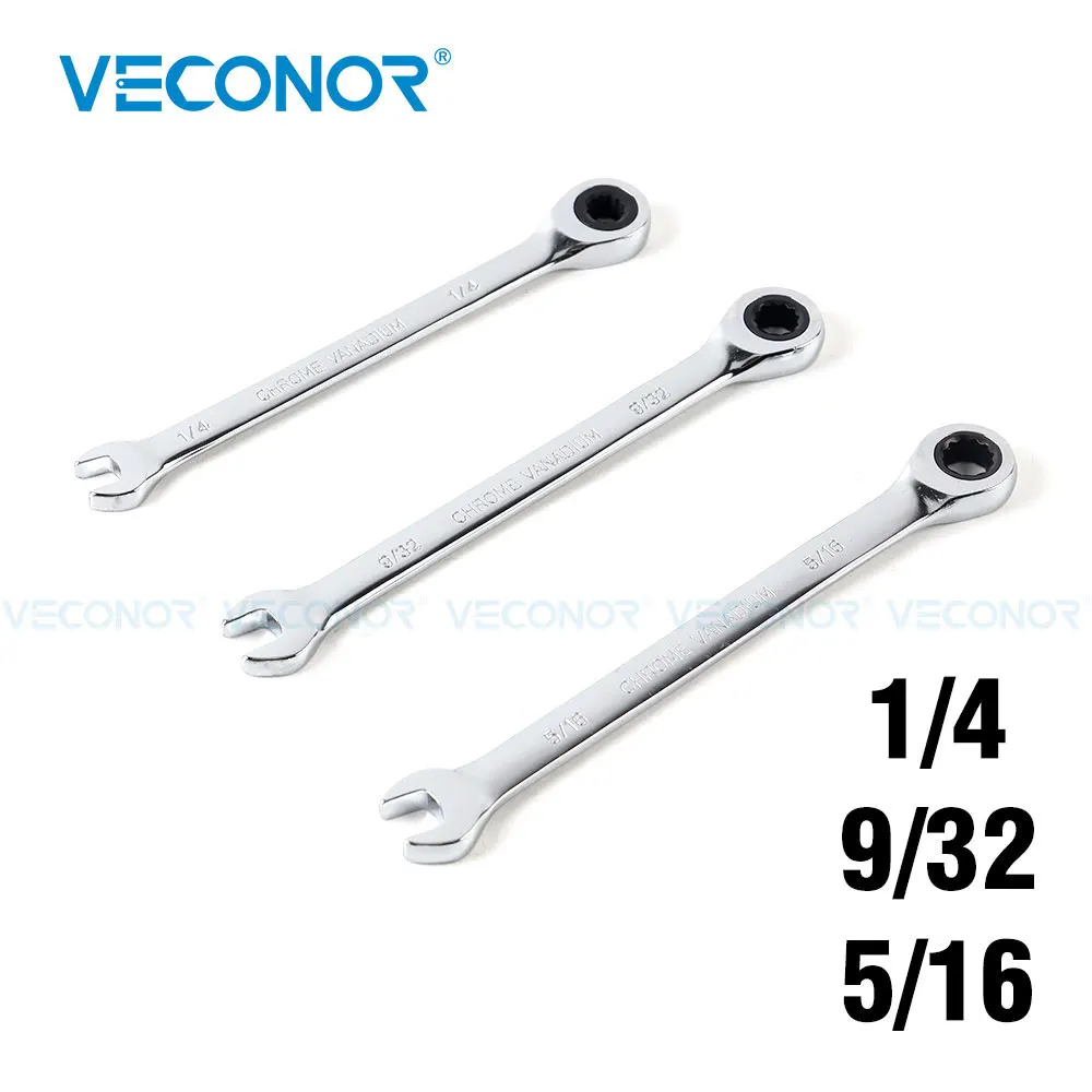 1pc 1/4 9/32 5/16 Inch Imperial Size Wrench Keys Ratchet Spanner Wrench Set Universal Hand Tools Car Repair Tool