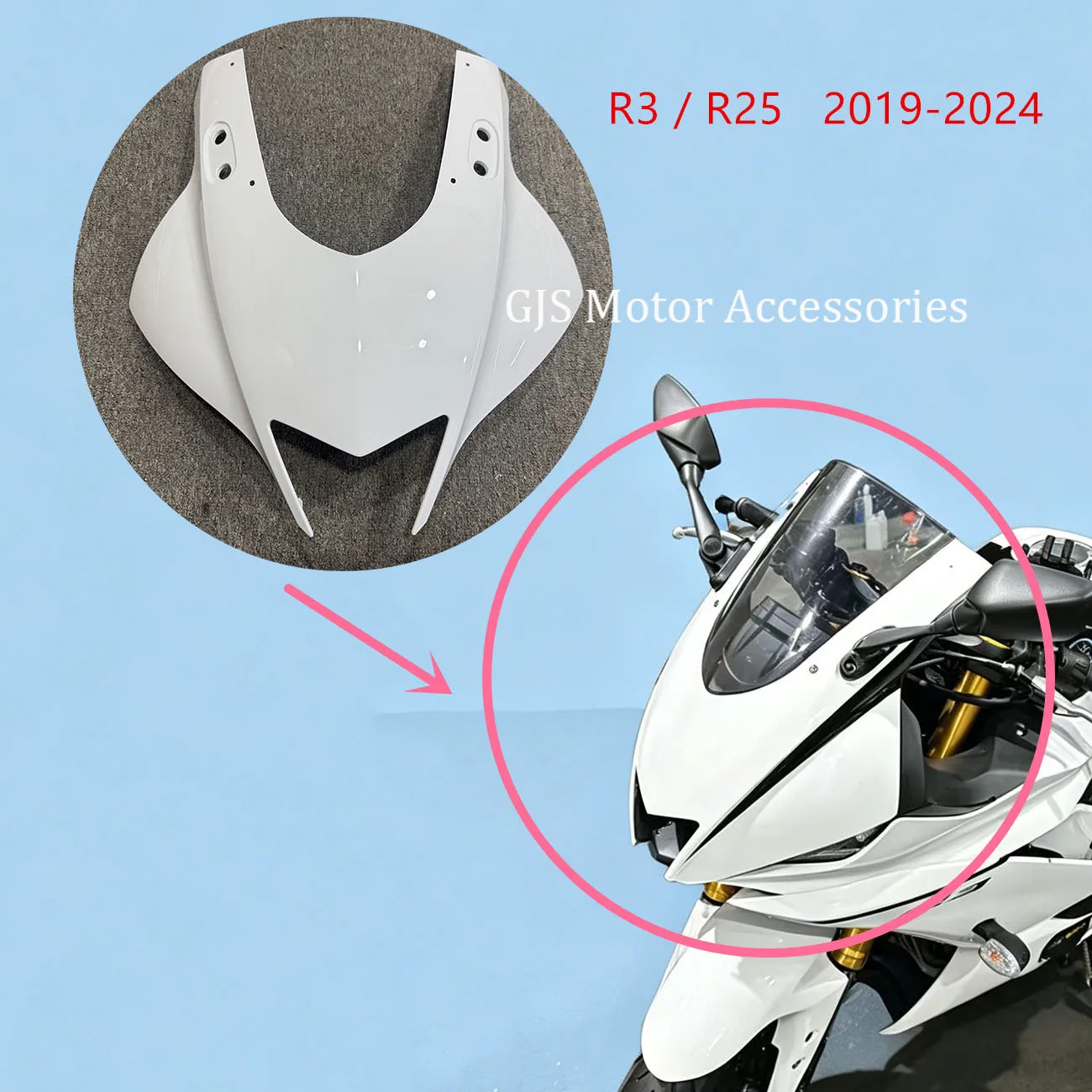 

New ABS Motorcycle Fairings Kit Fit for YZF R3 R25 2019-2024 2020 2021 2022 2023 Headlight Cowl Mask Cover Headlight Nose