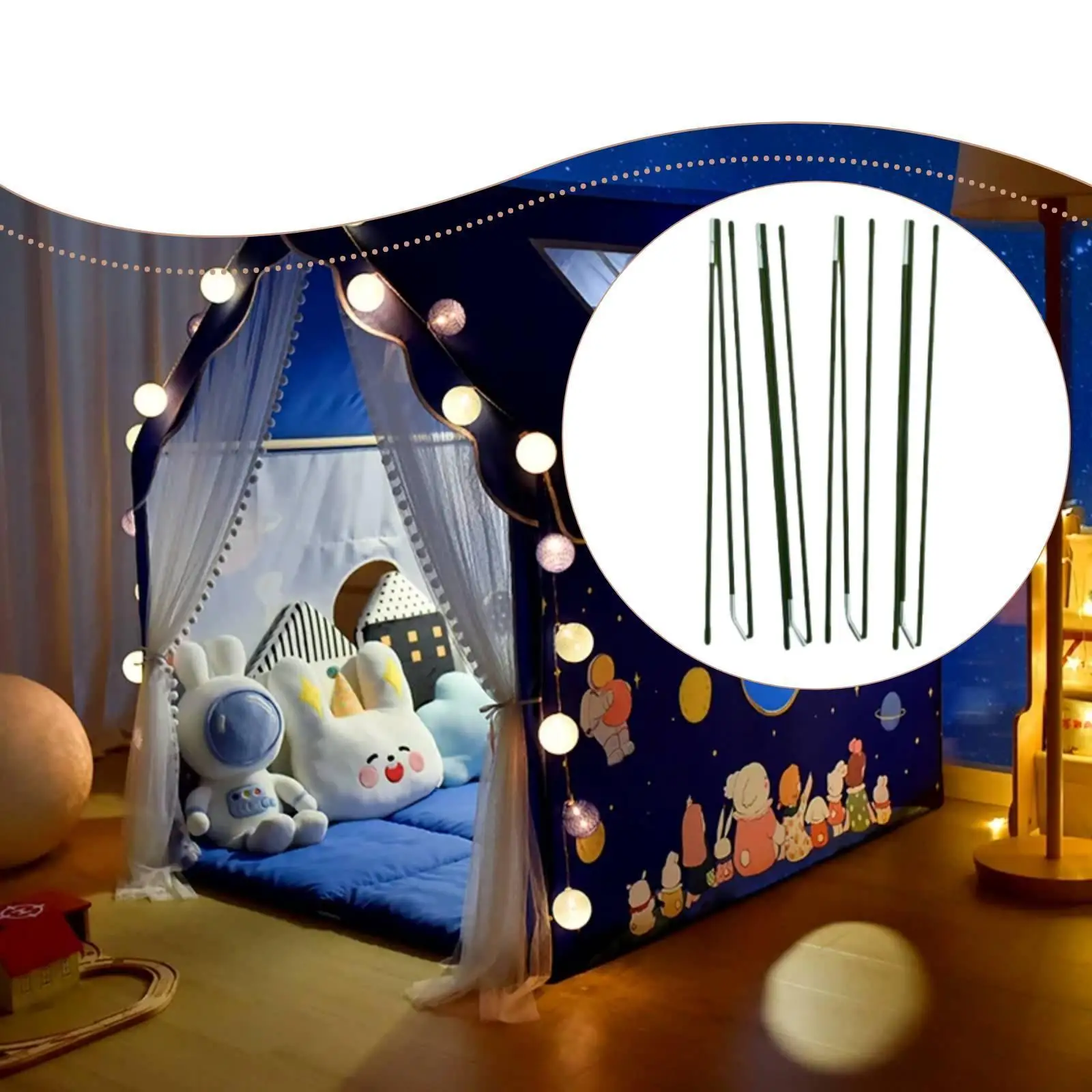 Support Rods Kit for Princess Play Tents Versatile Use Flexible for Repairs and DIY Segment Design Replacement Fiberglass Struts
