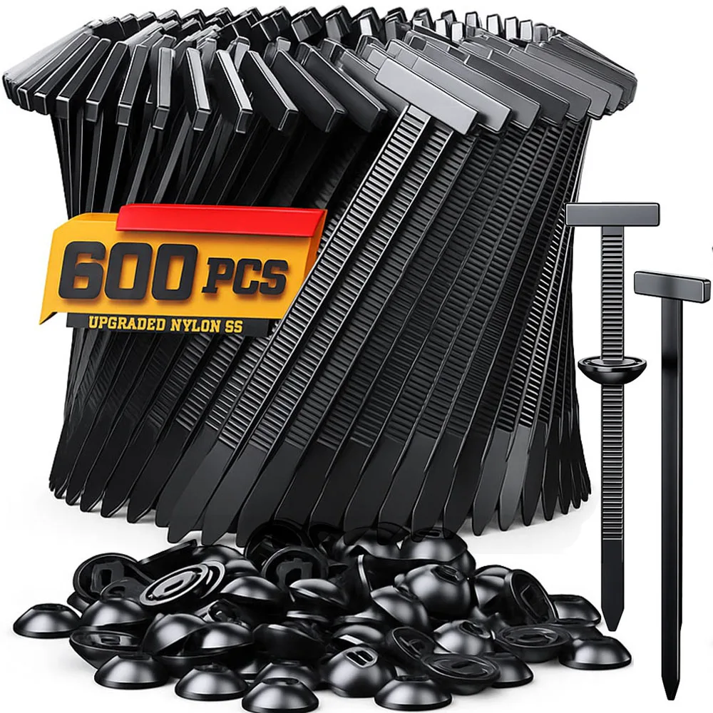 600-10set Self-locking Nylon Universal Cable Tie Buckle Heavy Duty Zip Ties with Pin & Button Car Daily Repair Fastening Strap