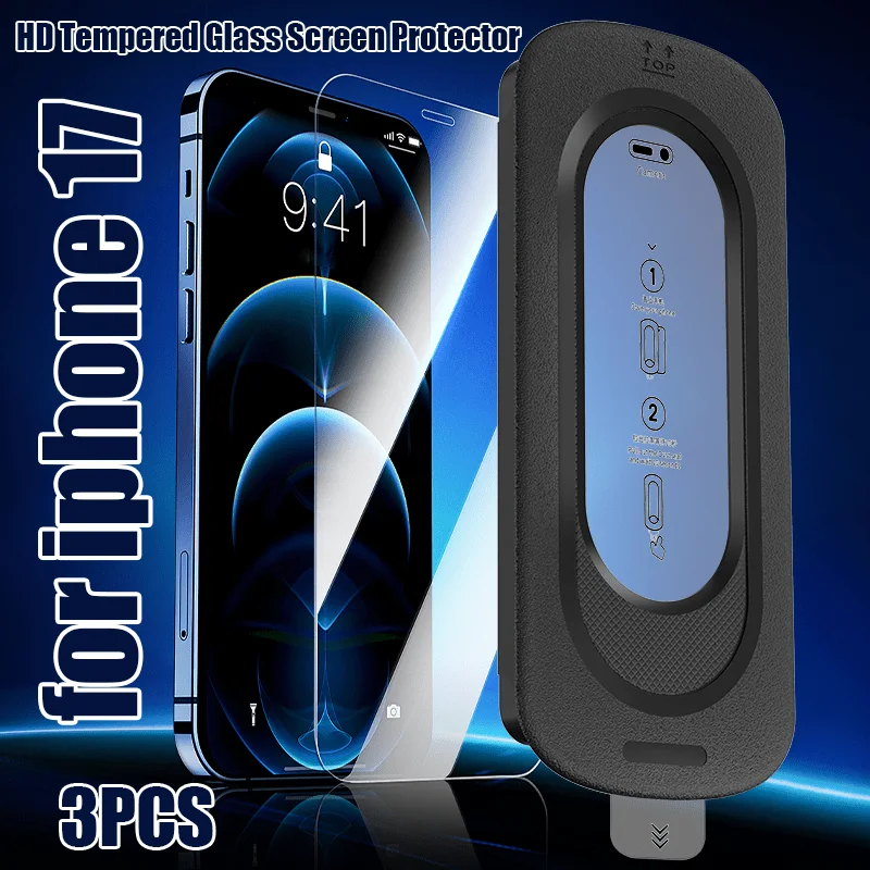 

3Pcs For iPhone 17 ProMax Screen Protector 17Pro 17Air 17 Tempered Glass Auto Dust Elimination Anti-Scratch Max Coverge Film