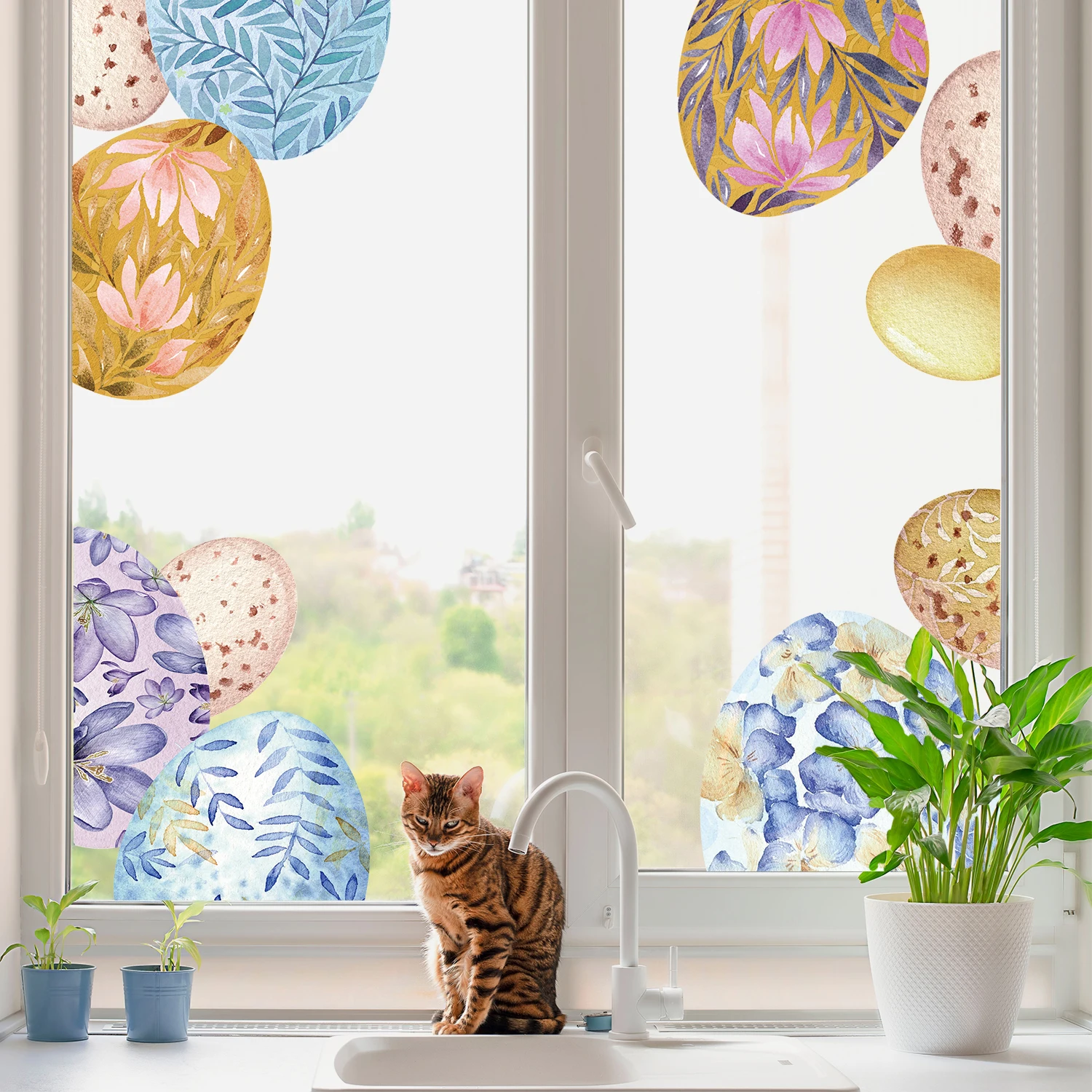 Alwayspon Double Sided Easter Window Clings Stickers for Kids Window, Window Decals for Kids Toddlers and Adults Home Nursery