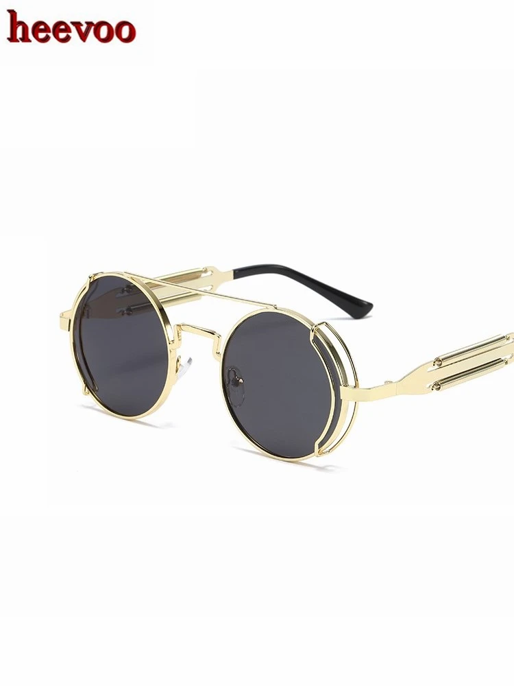 Gothic Steampunk Sunglasses Men Women Brand Designer Vintage Round Metal Frame Sun Glasses Fashion Cyberpunk Eyeglasses Shadow