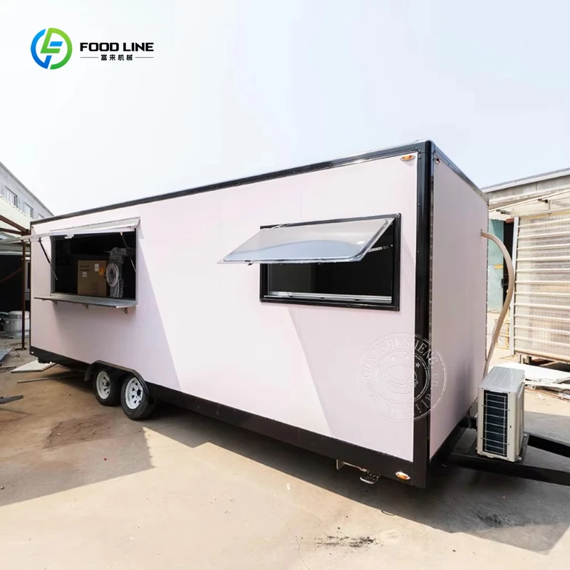 Carrinho de comida para macarrão no exterior, fogão de reboque, tamanho grande, fabricação de caminhão de alimentos, trailer de alimentos com banheiro para venda, canadá