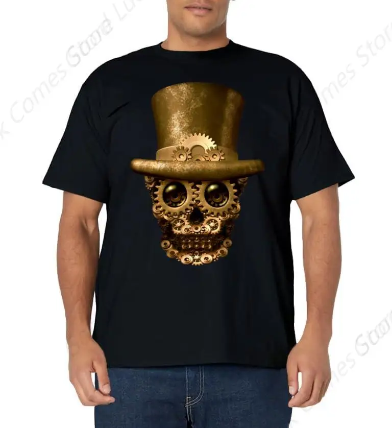 Steampunk Victorian - Steam Powered Engine Skull T-Shirt