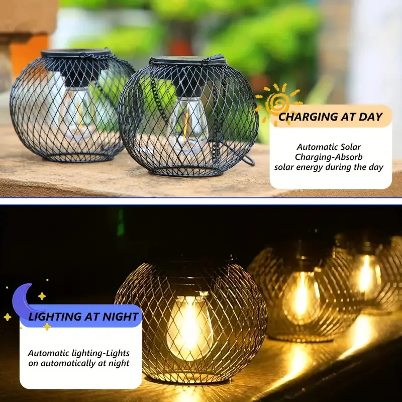 4/2/1 Pack Metal Solar Outdoor Lights Waterproof Hanging Solar Lanterns Lamp for Terrace Lawn Balcony Yard Garden Decoration
