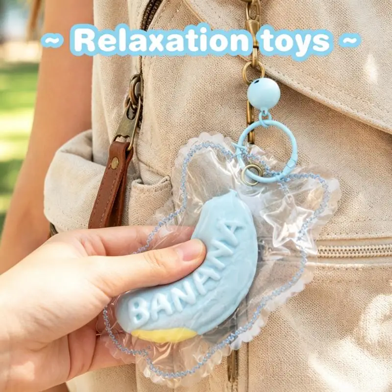 Banana-filled Bread Stress Relief Toy Soft Rebound Anti Anxiety Calming Sensory Toy Backpack Hanging Decor Adult Christmas Gifts