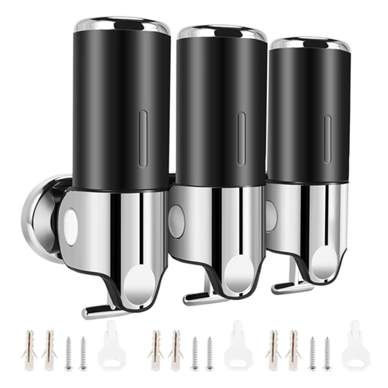 

3 Pack 500Ml Wall Mounted Soap Dispenser For Bathroom And Kitchen, Shampoo Dispenser Drill Free With Adhesive