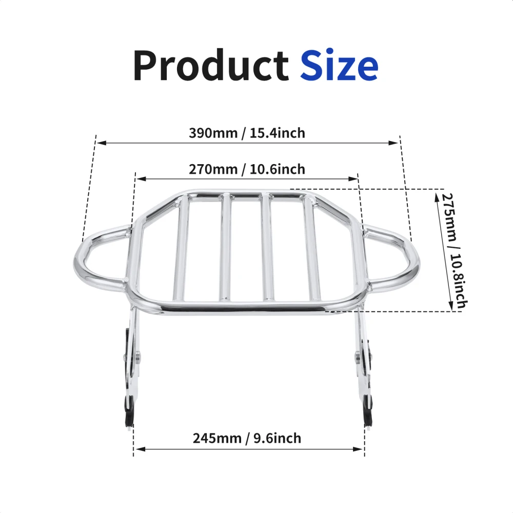 

Gloss sliver Detachable Luggage Rack 2-Up Mounting Rack Compatible Fit for Harley Touring Road King Street Electra Glide 09-24