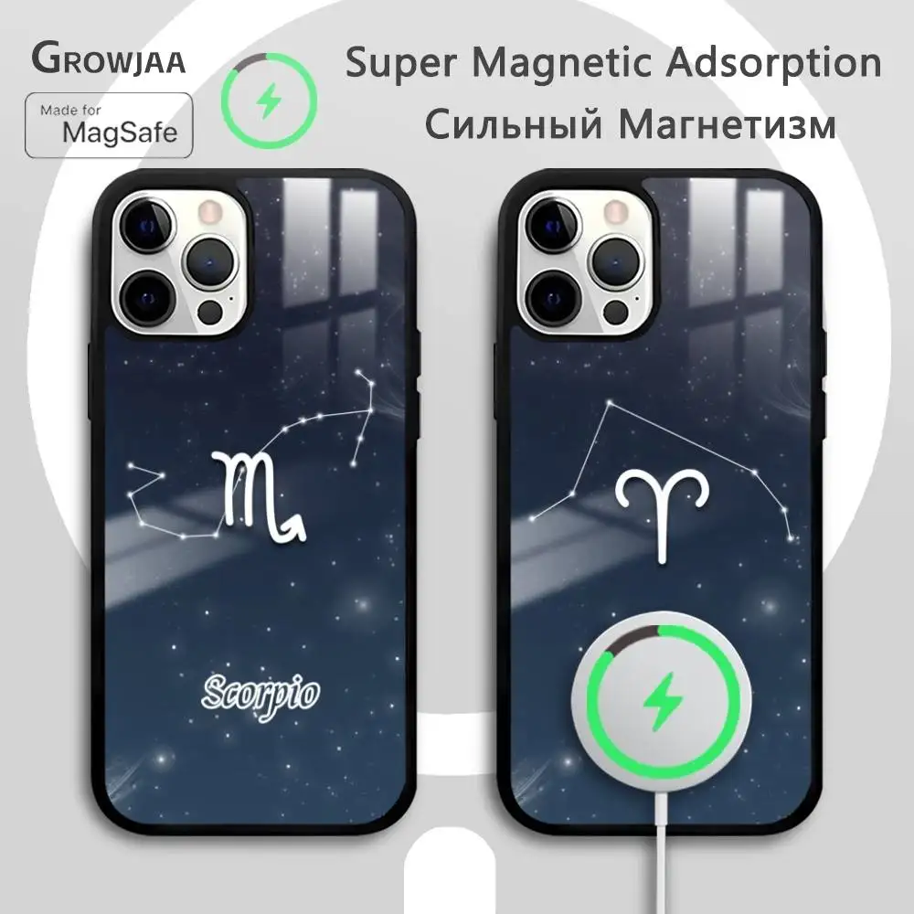 

Twelve Constellations 12 Phone Case For IPhone 16 15 14 13 12 11 Pro Max Plus Mini Magsafe Mirror Wireless Magnetic Funda