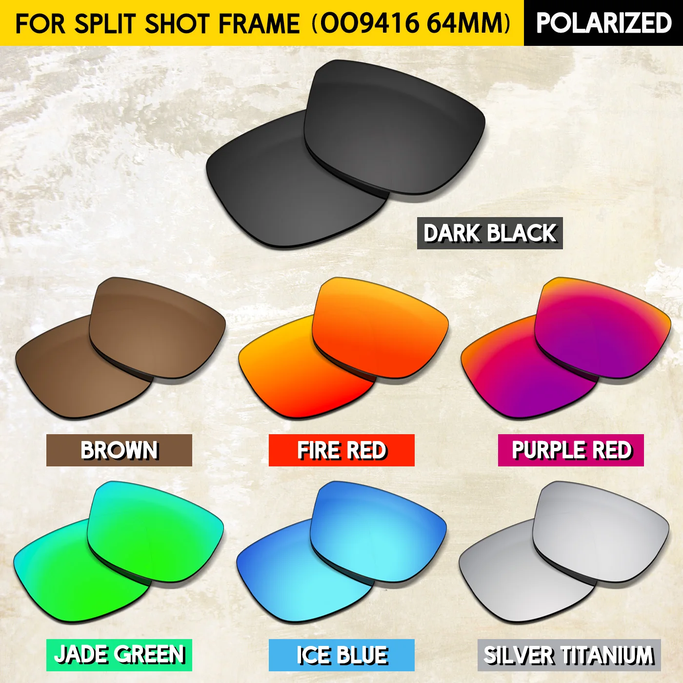 

Thickness of 1.5MM Polarized Replacement Lenses for Oakley Split Shot OO9416 64mm Sunglasses-Multi Colors