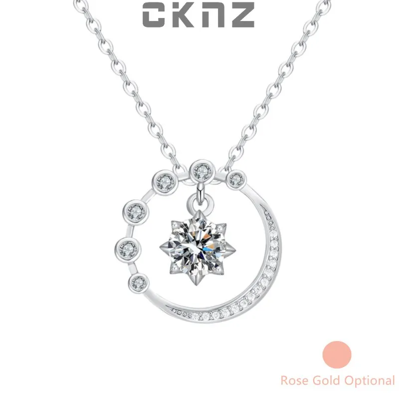 

Certified Real 1.0 Ct Moissanite Diamond Sterling 925 Silver Pendant Necklace Rose Gold For Women Starry CKNZ Luxury Jewelry