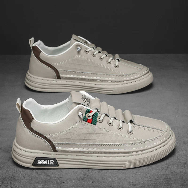 Herren-Freizeitschuhe für Frühling und Sommer, atmungsaktive, schnürsenkellose Lederschuhe, superweich und strapazierfähig, Herren-Boardschuhe – Detail 3