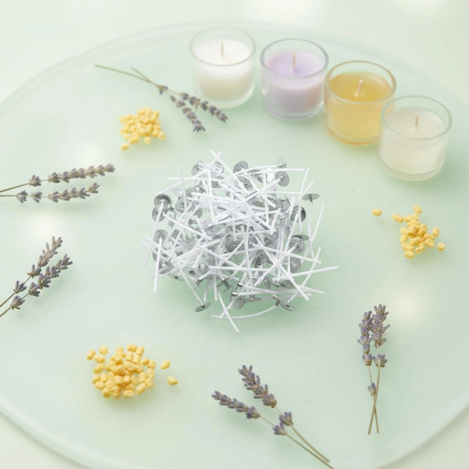 

100 Pieces Pre-Waxed Candle Wicks Easy to Illuminate Pre-Waxed Cotton Wicks DIY Candle Wick Kit for Crafters, Workshops