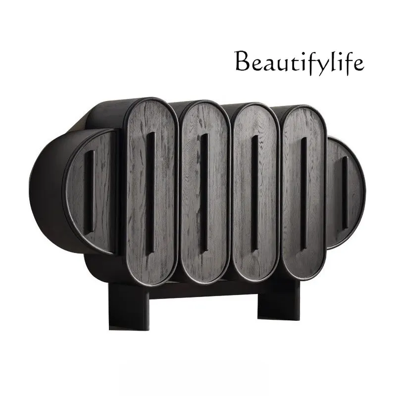 

French solid wood dining side cabinet American living room decoration storage tea cabinet design petal entrance cabinet