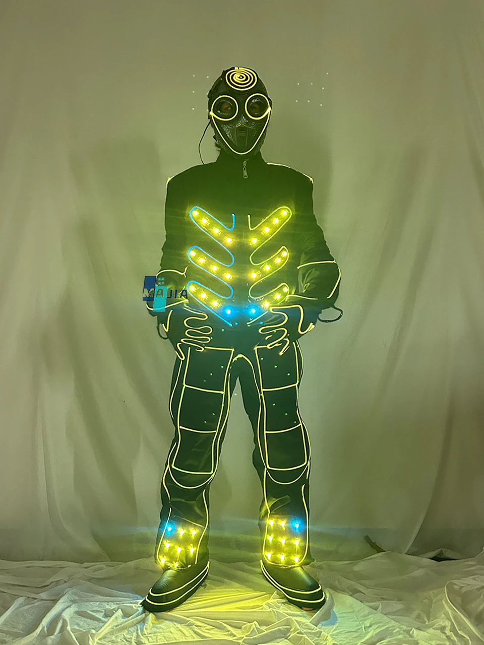 Jaqueta de fibra óptica brilhante para Natal, festa rave, boate, cosplay, fantasia futurista iluminada para homens