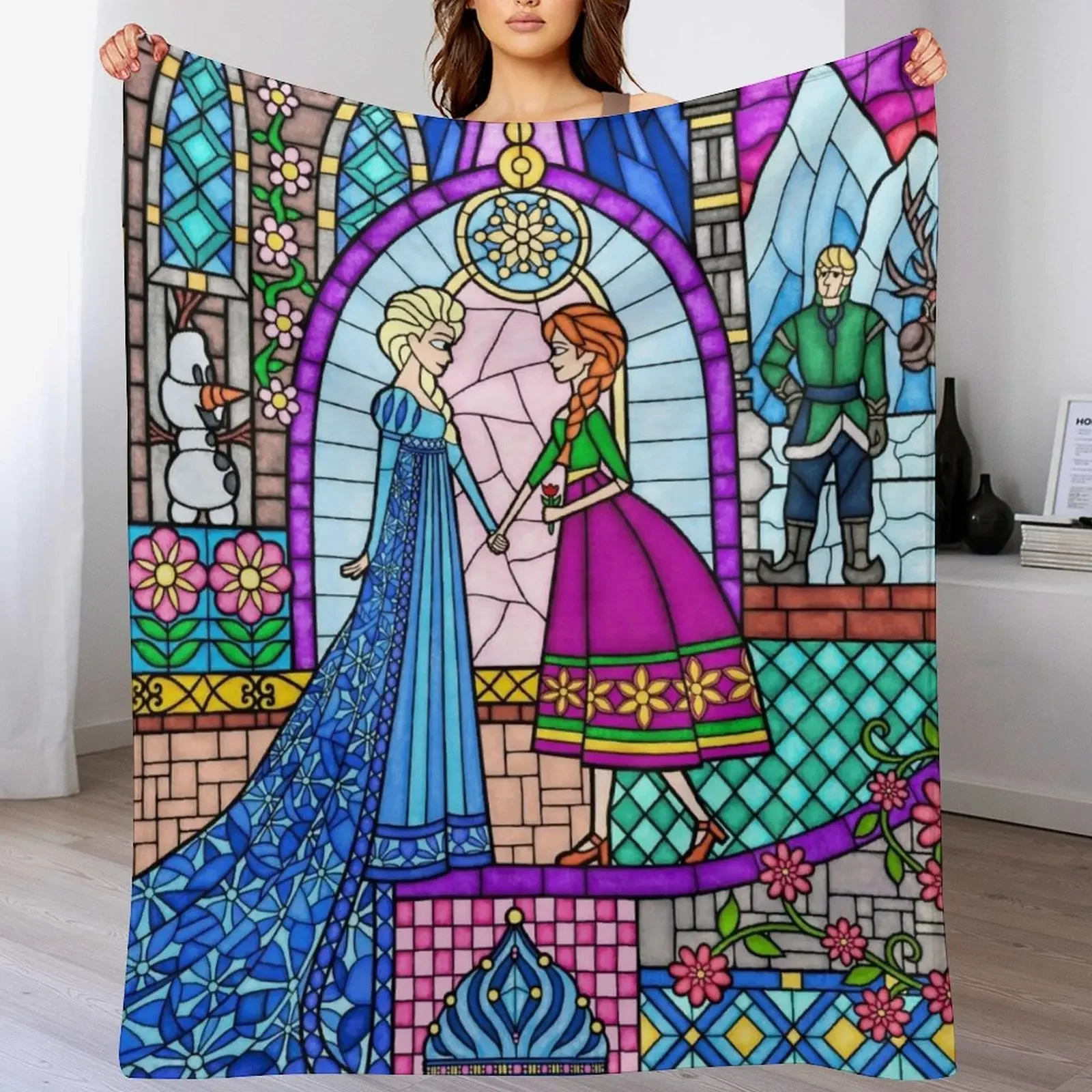 Sisterly Love in the Stained Glass Window Throw Blanket Blankets For Baby Plush Thin Retros Blankets