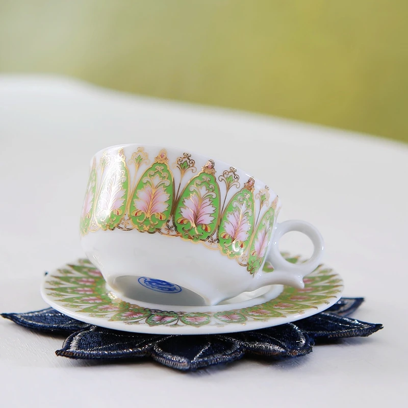 كوب إسبريسو مزين بالزهور من السيراميك الفاخر الخفيف على الطراز الإيطالي، طبق، كوب شاي بعد الظهر، فاخر رائع #5