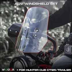 ADV Windshield Set For Honda Hunter Cub CT125 JA55 JA65 Trail125 2020-2024 Windscreen Touring Wind Deflector With Mount Bar